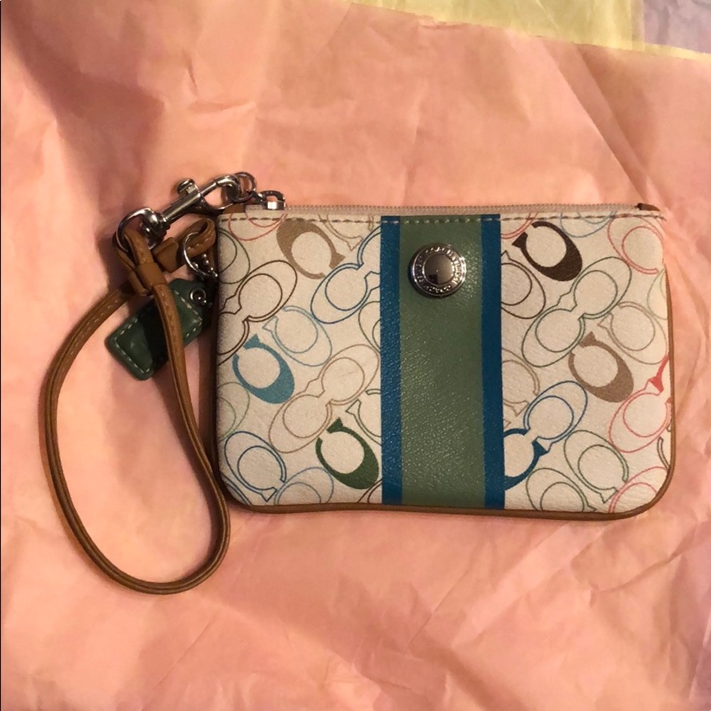 Coach Leather Logo Wristlet